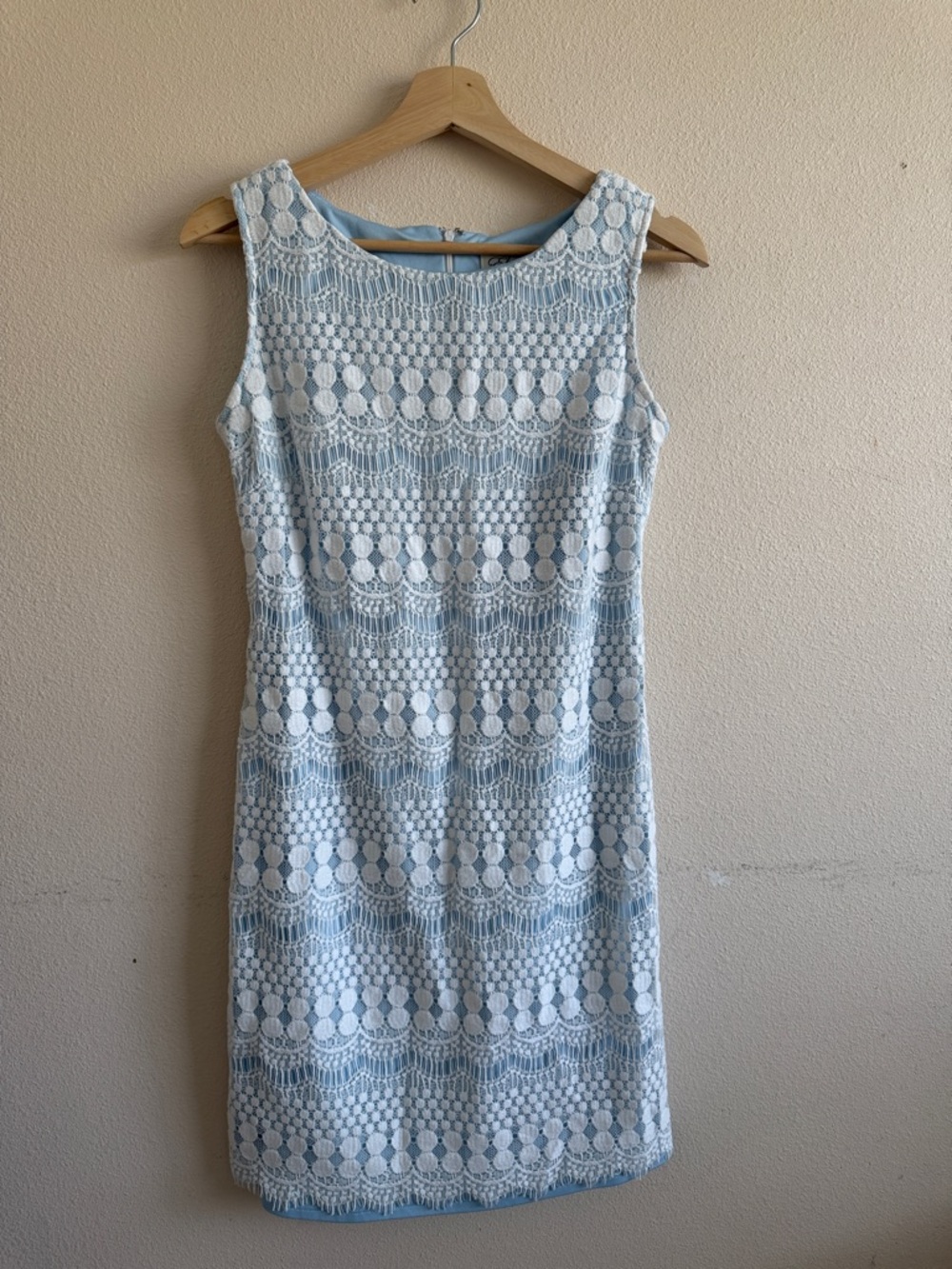 Eliza J Powder Blue & White Lace Midi Dress